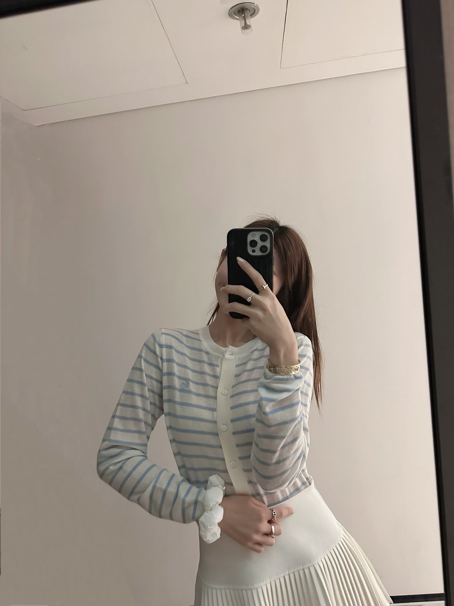 Blue and White striped cardigan