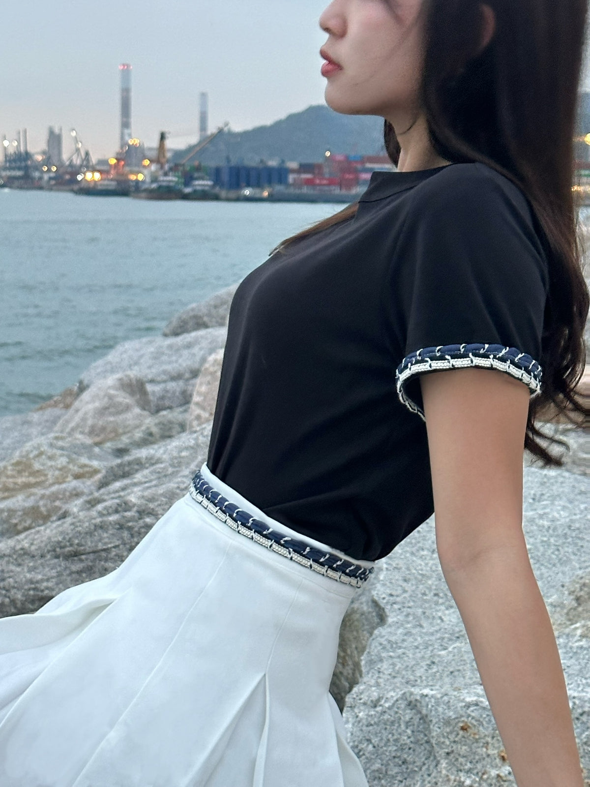Patchy - Cotton Tee with Denim Straps