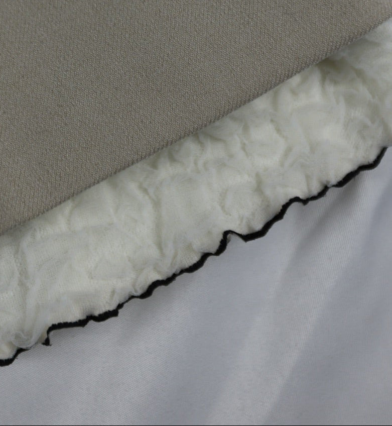 Patchy - Woolen Midi-skirt with Bubble Texture Trim
