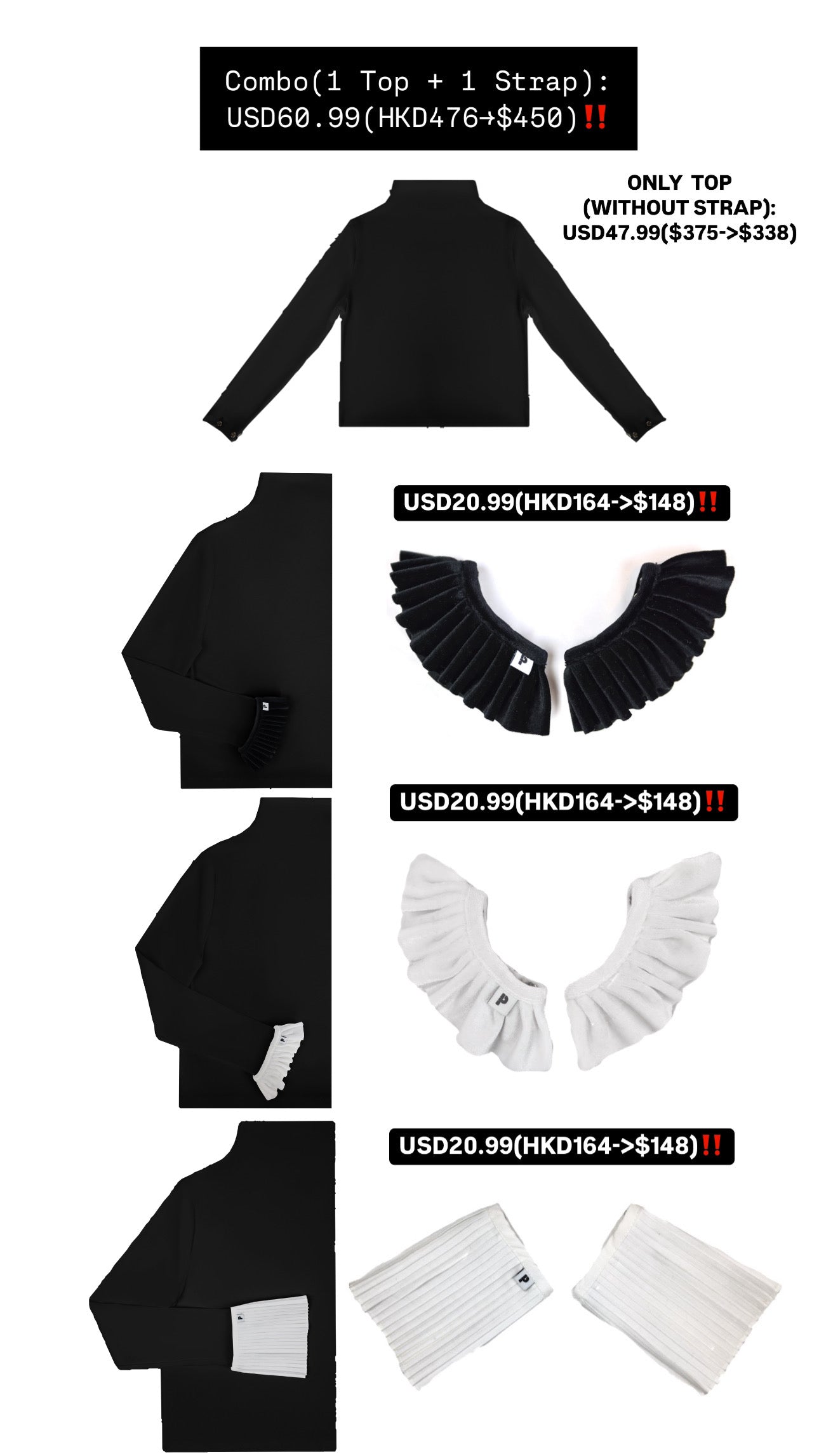 Patchy - Mock-neck Knit Long-sleeve Top with White Velvet Trim