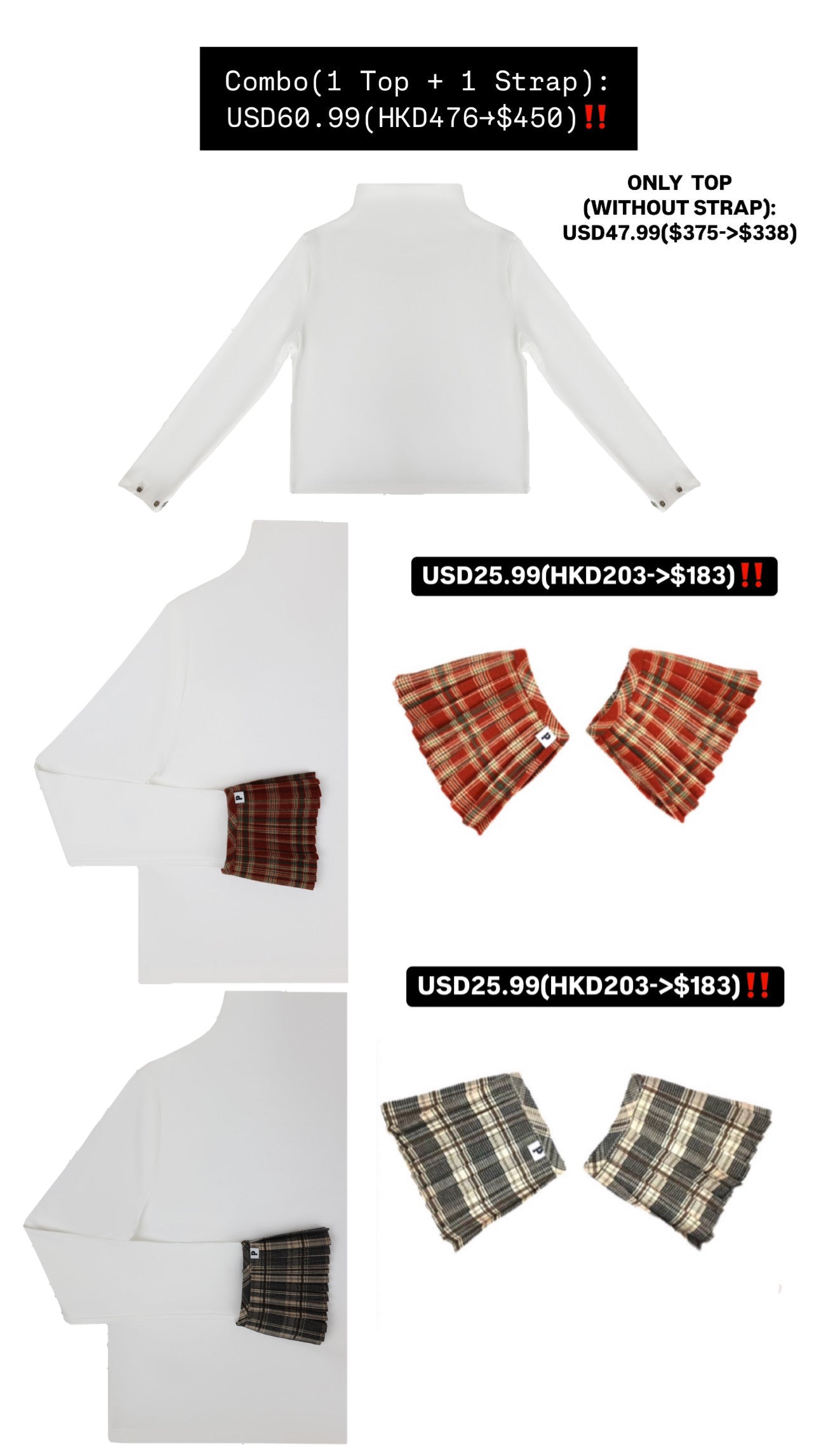 Patchy - Mock-neck Knit Long-sleeve Top with White Velvet Trim