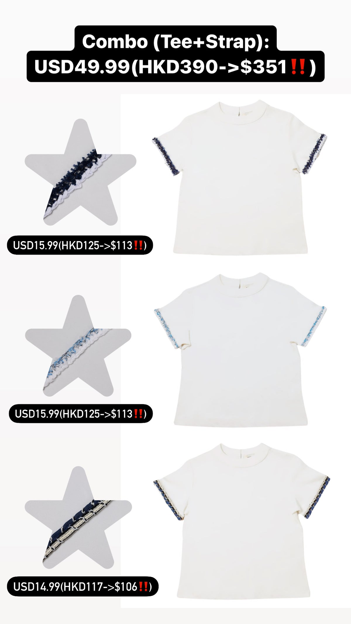 Patchy - Cotton Tee with Studded Straps