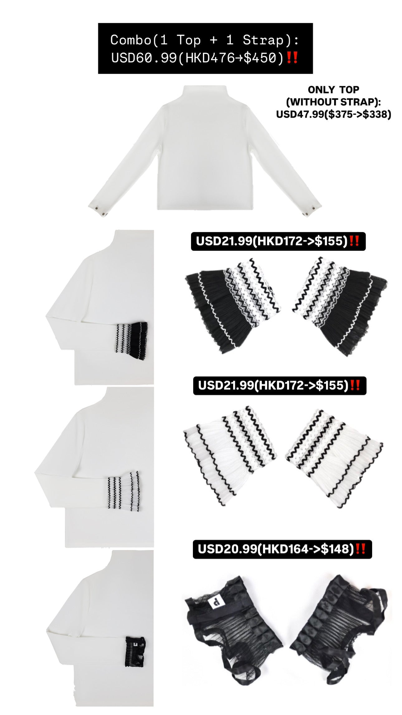 Patchy - Mock-neck Knit Long-sleeve Top with White Velvet Trim