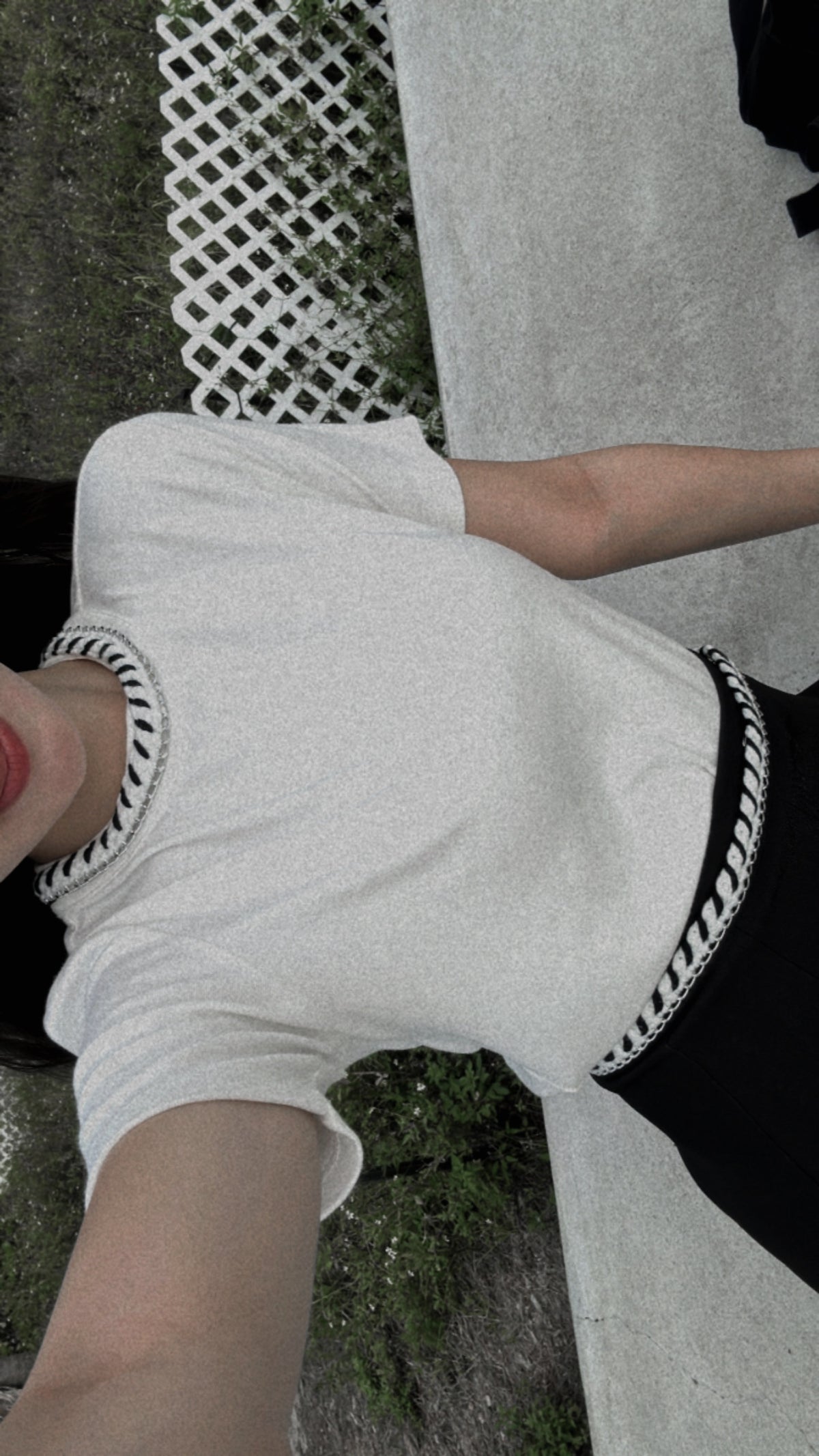 Patchy - Stretch knit T-shirt with Chain Strap