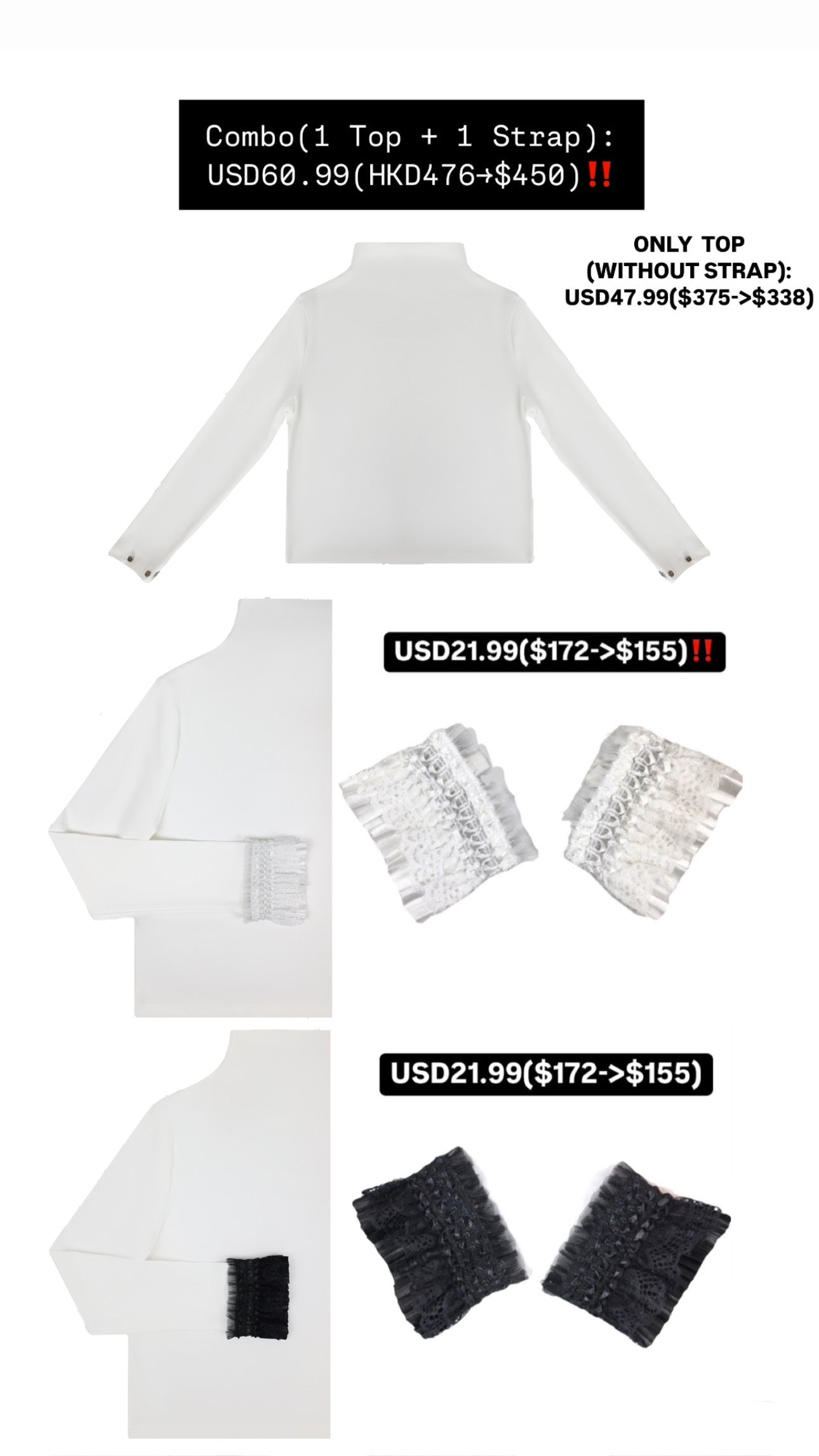 Patchy - Mock-neck Knit Long-sleeve Top with Brown Checked Trim