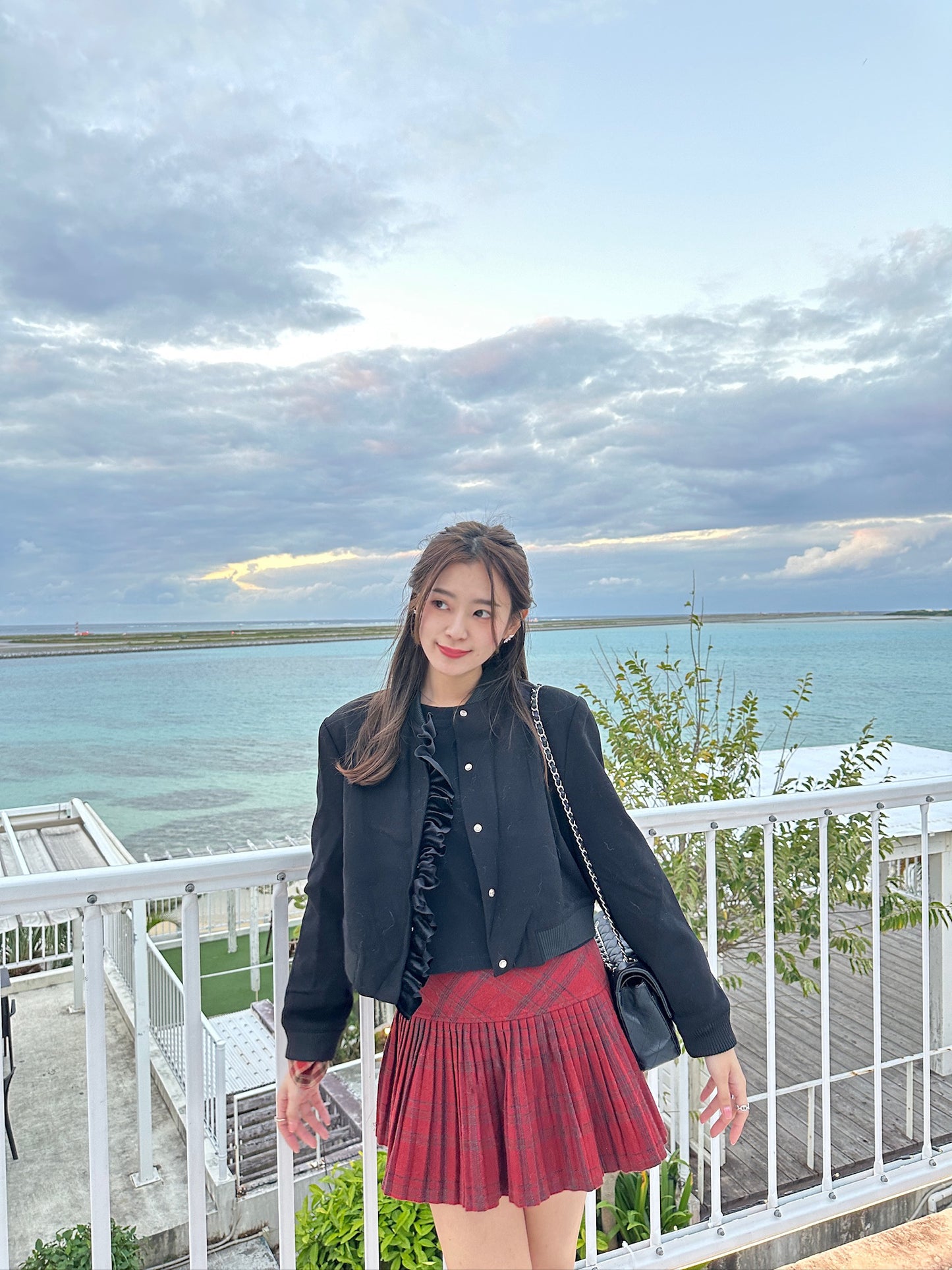 Patchy - Black Suede Bomber Jacket with Velvet Ruffle Trim