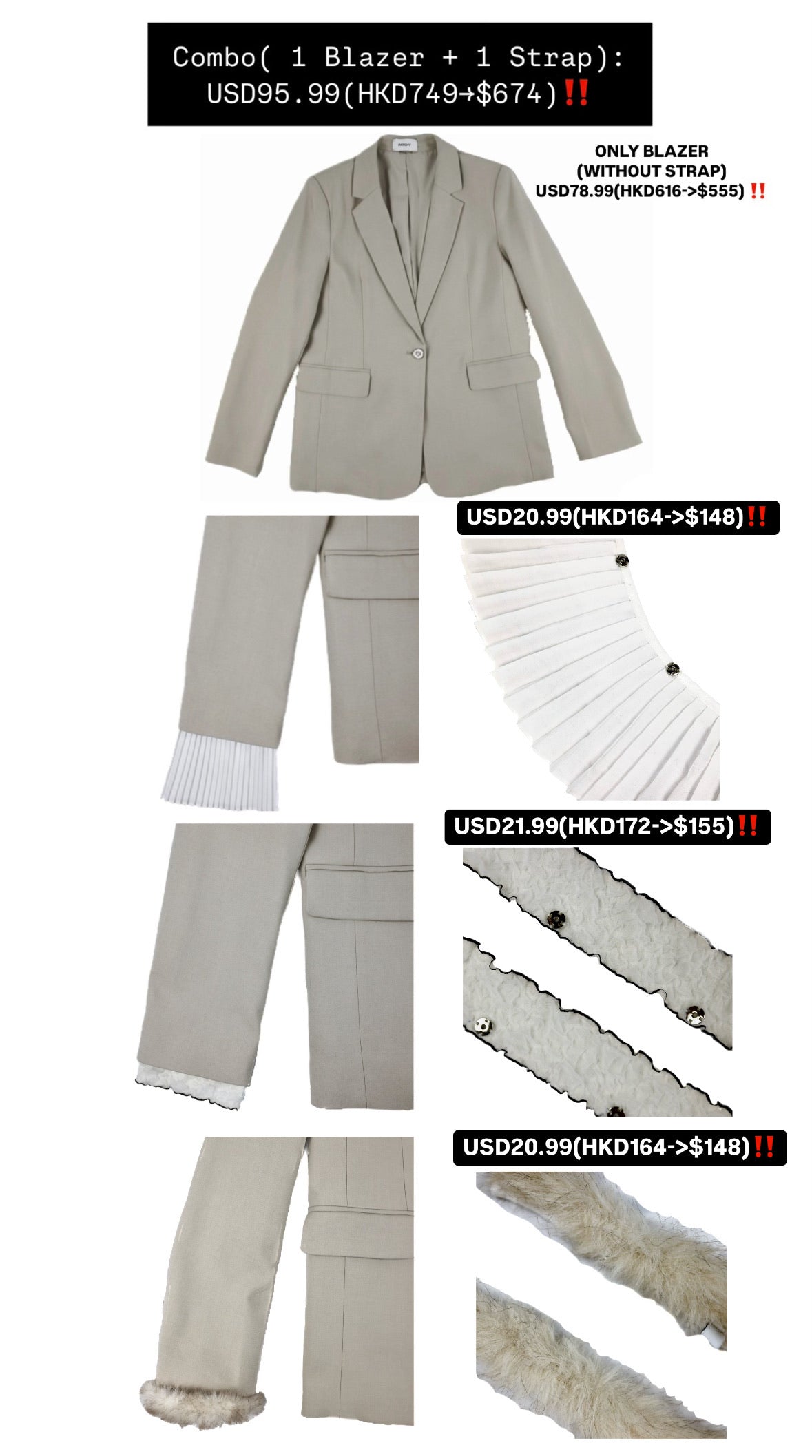 Patchy - Grey Blazer（Only Blazer Without Strap）