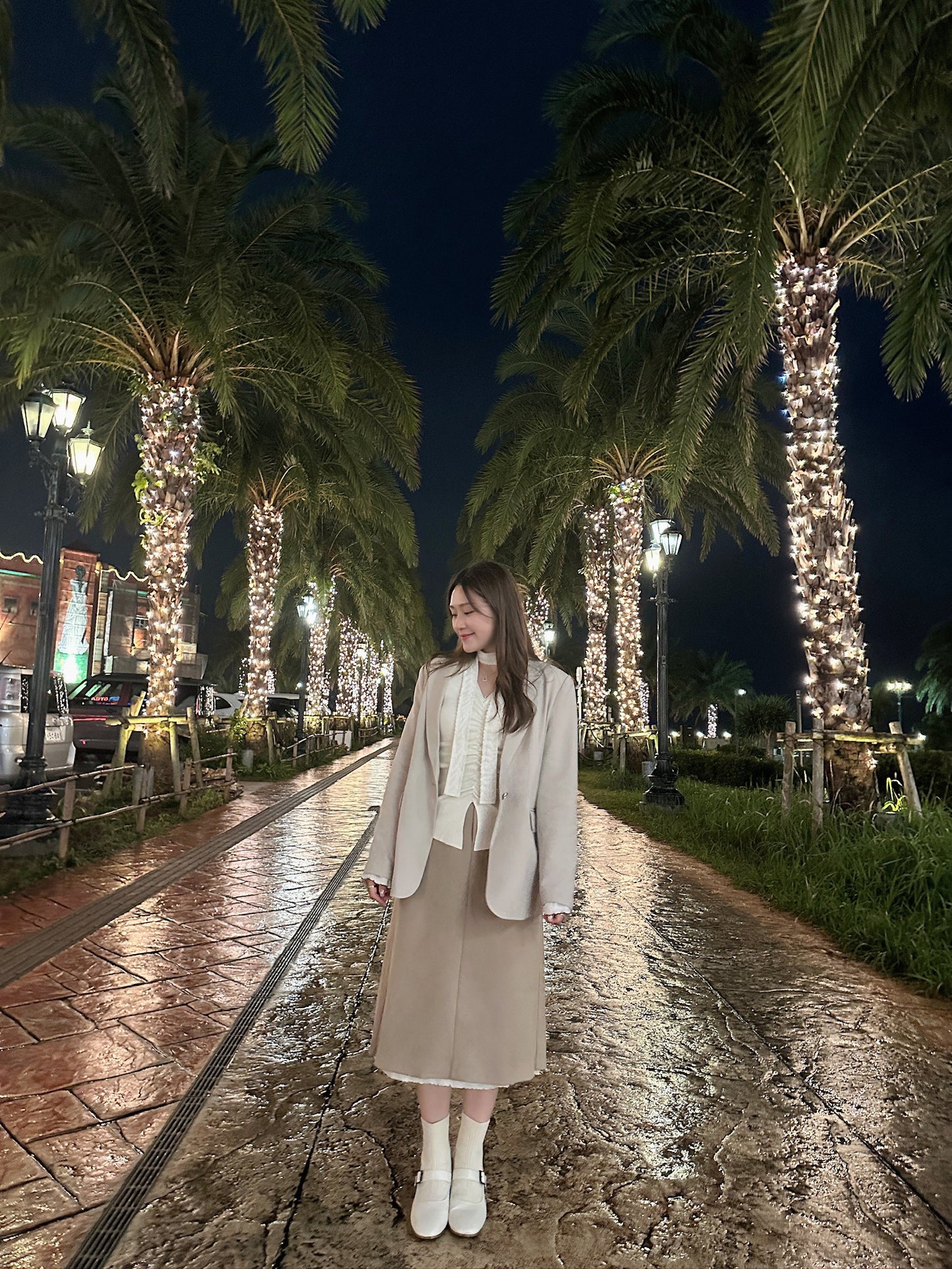 Patchy - Beige Blazer with Bubble Texture Trim