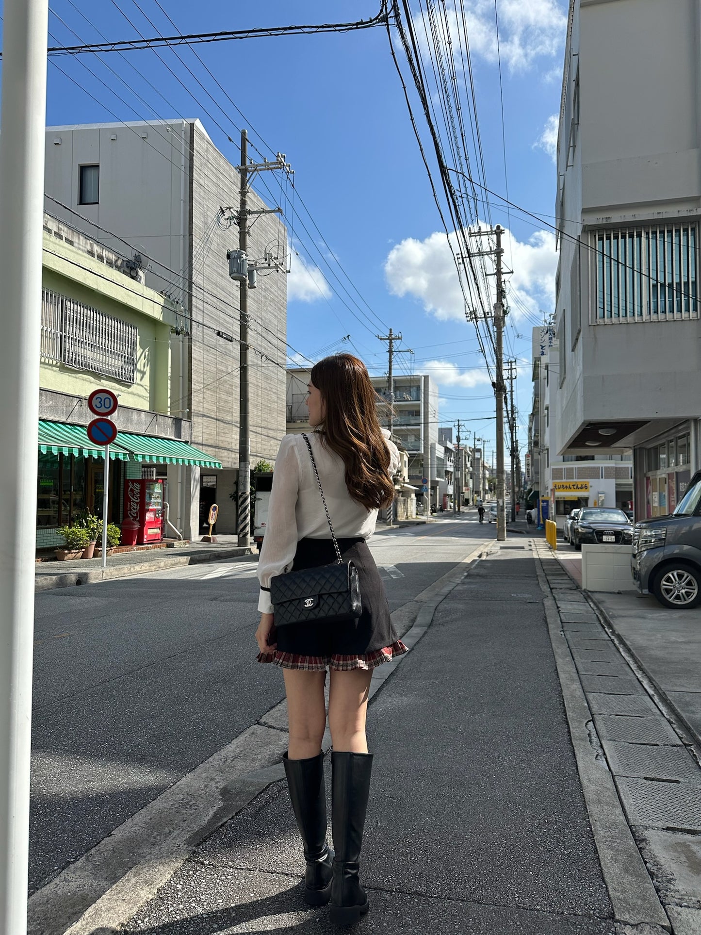 Patchy - Woolen A-Line Shorts with Red Checked Strap