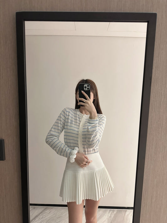 Blue and White striped cardigan