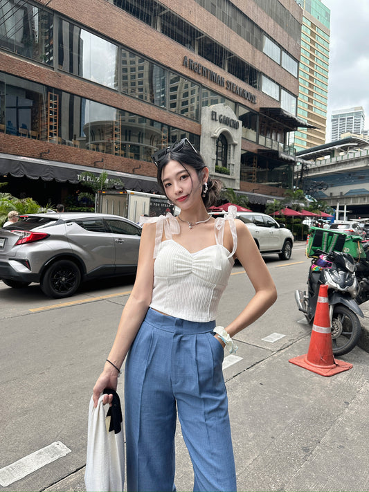 Ribbon ribbed vest with pads