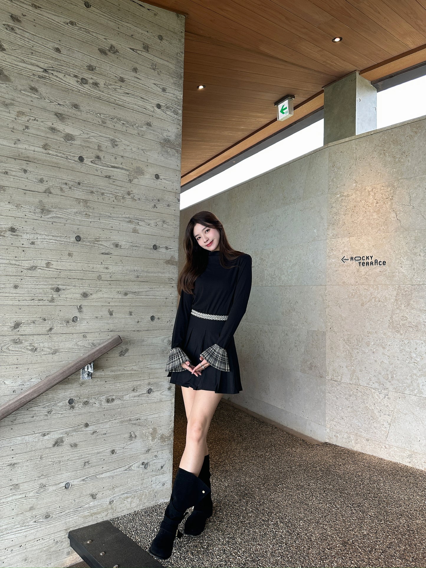 Patchy - Pleated Mini Skirt with Checked Strap