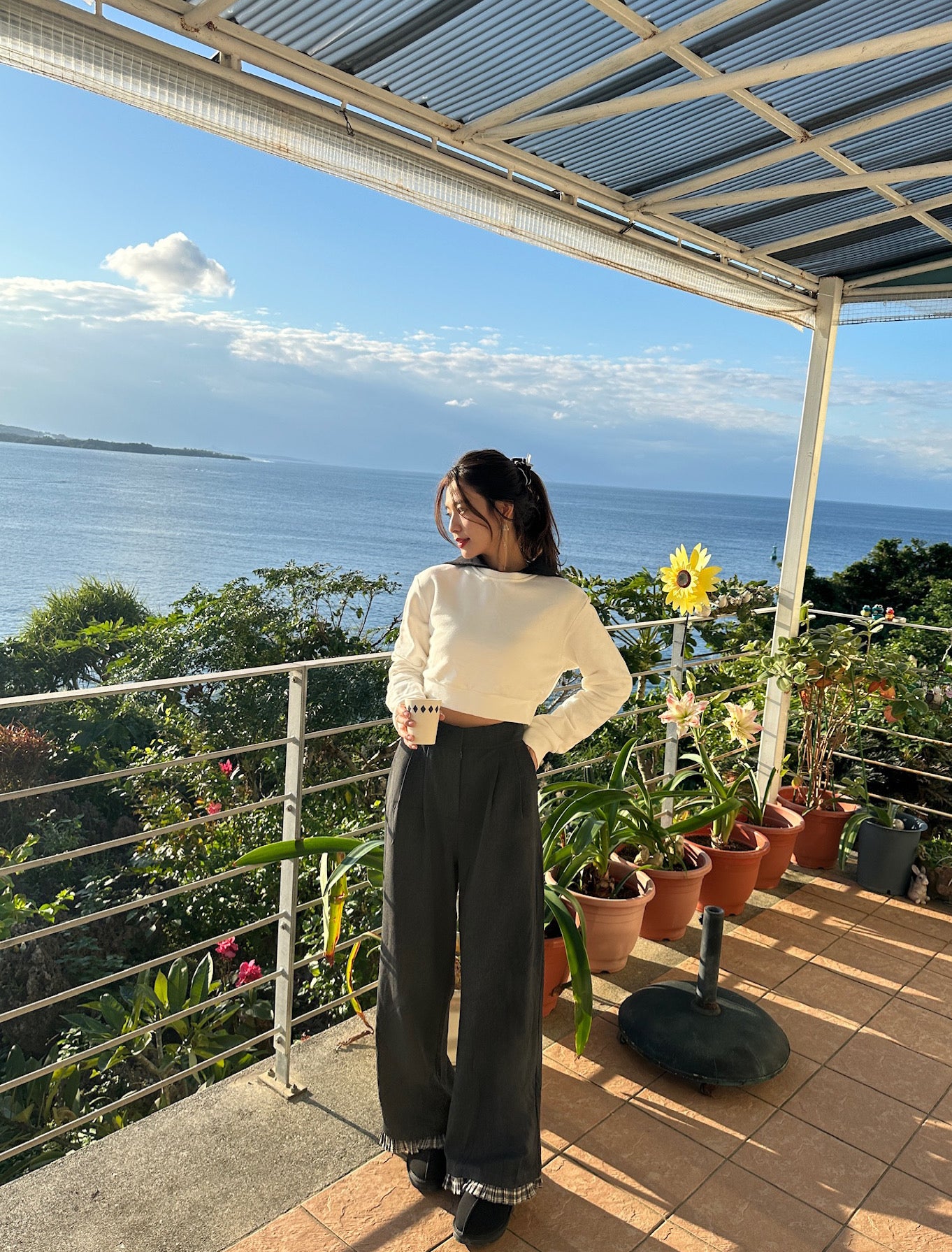 Patchy - White Cropped Hoodie with Black Hat